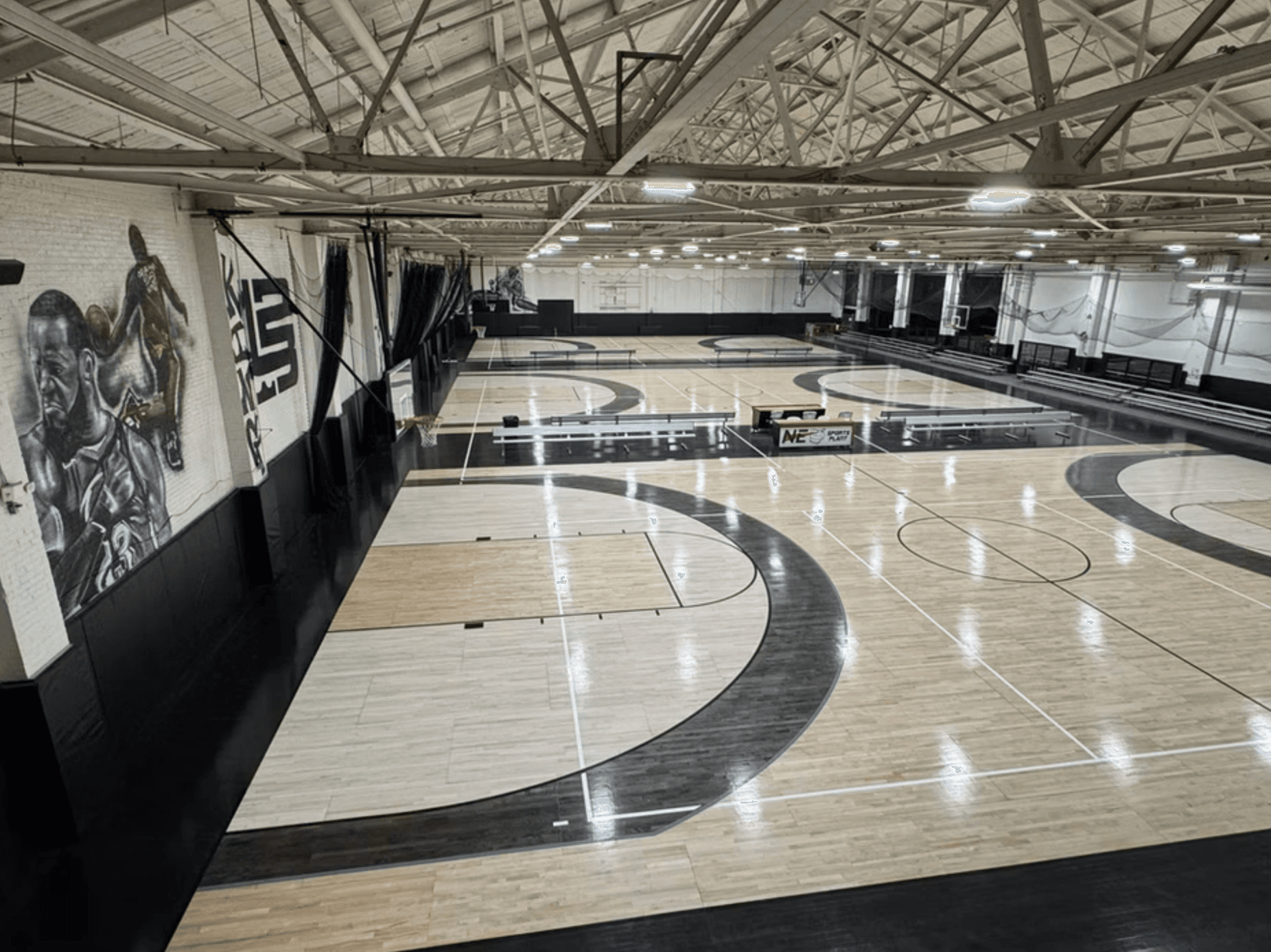 Inside The Sports Plant in Euclid, Ohio, the hardwood courts where the camp is held